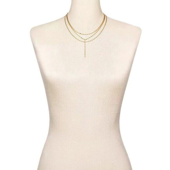 NEW SUGARFIX by BaubleBar Layered Y Chain Necklace Y Drop Gold Color - Picture 7 of 8